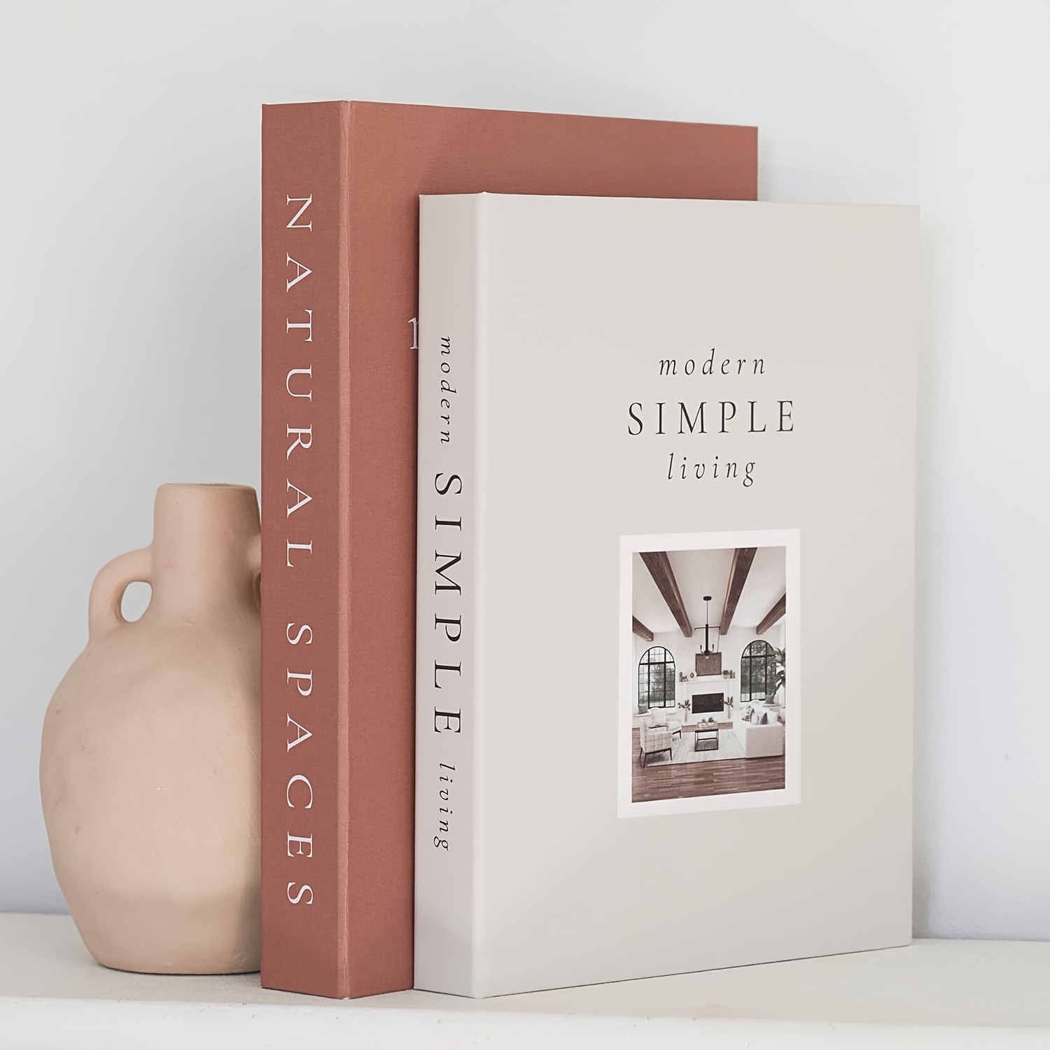 E-shop 2 Stk. faltbare Dekobücher – Beige & Rosa dekorative Papier-Bücherregal-Bücher, geeignet für Heimbüro, Arbeitszimmer-Dekor, Regalpräsentation,