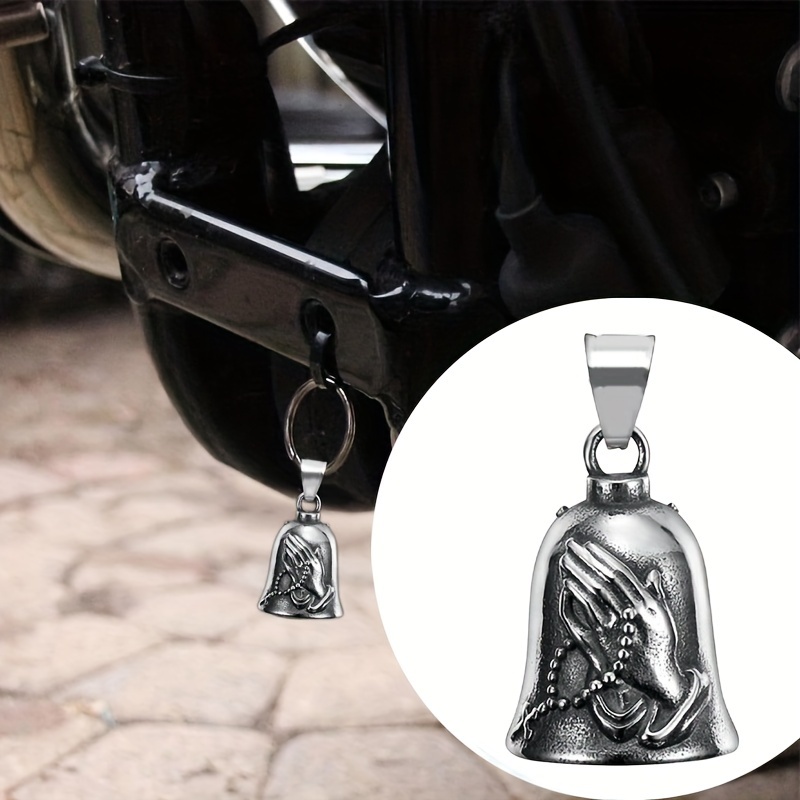 

1pc Pendentif de Cloche de Guidon de Moto en Acier Inoxydable, Design de Mains en Prière, Accessoire de Motard Gardien