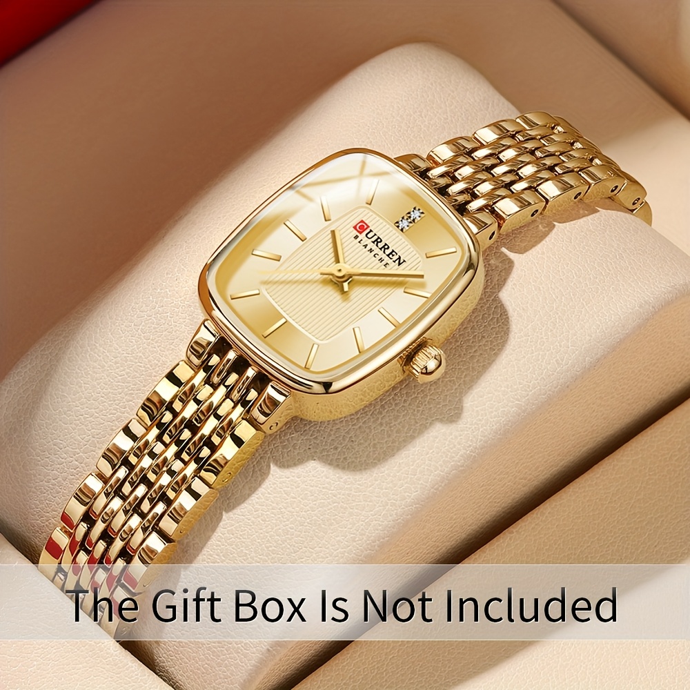 CURREN Women'S Watch Original Brand Stainless Steel Strap New Square Small Dial Fashion Casual Business Quartz Analog