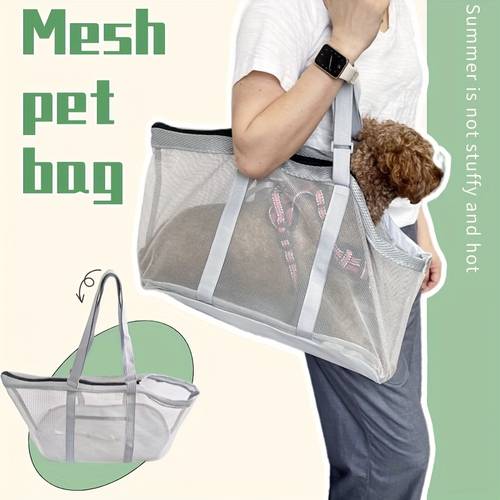 bag with zipper closure lightweight breathable mesh dog small animal travel crate interior airplane walking shoulder handbag for pets dog carrier bag summer sturdy strap design
