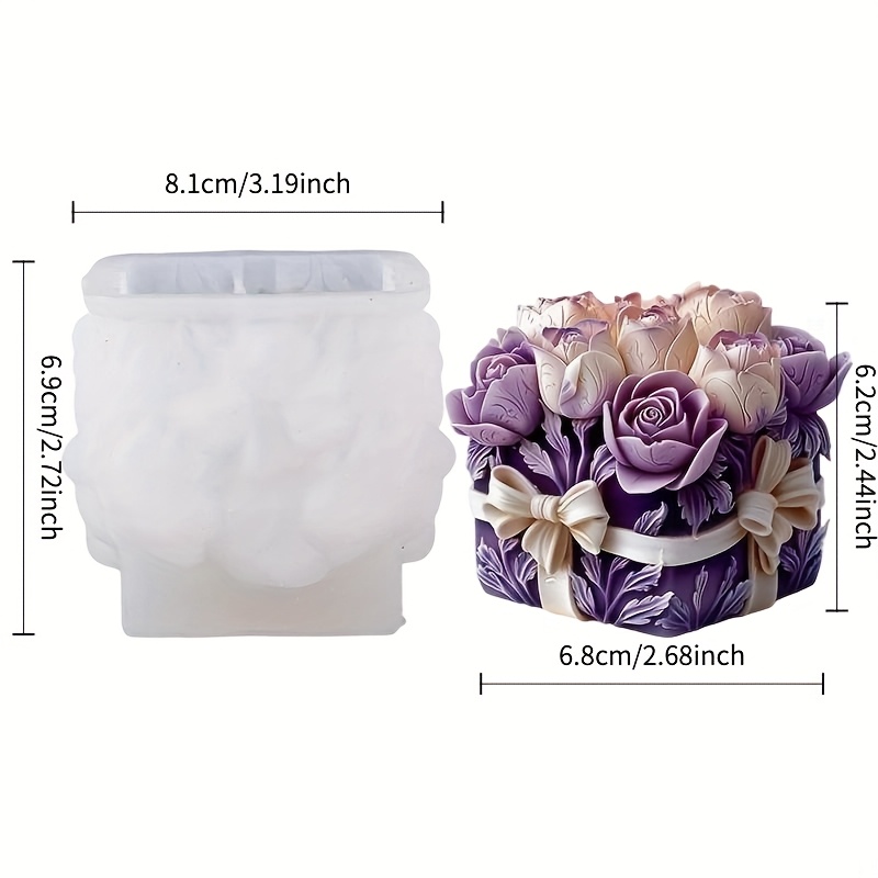 E-shop Harzgussformen, Künstlerische Blumen-Geschenkbox Silikonform, Exquisiter Rosenstrauß-Geschenkbox, Feine Realistische Blütenblatt-Textur,