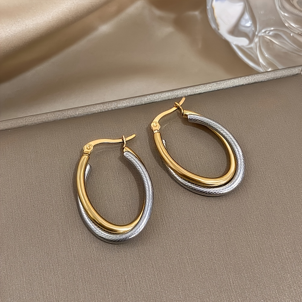 3pc Golden & Silvery Earring and Bangle Set, Romantic