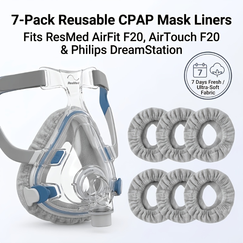 item picture 7pcs   liners for full face masks compatible with       f20 philips   reusable soft cushion covers reduce air leaks and     friendly washable 7pcs gray set