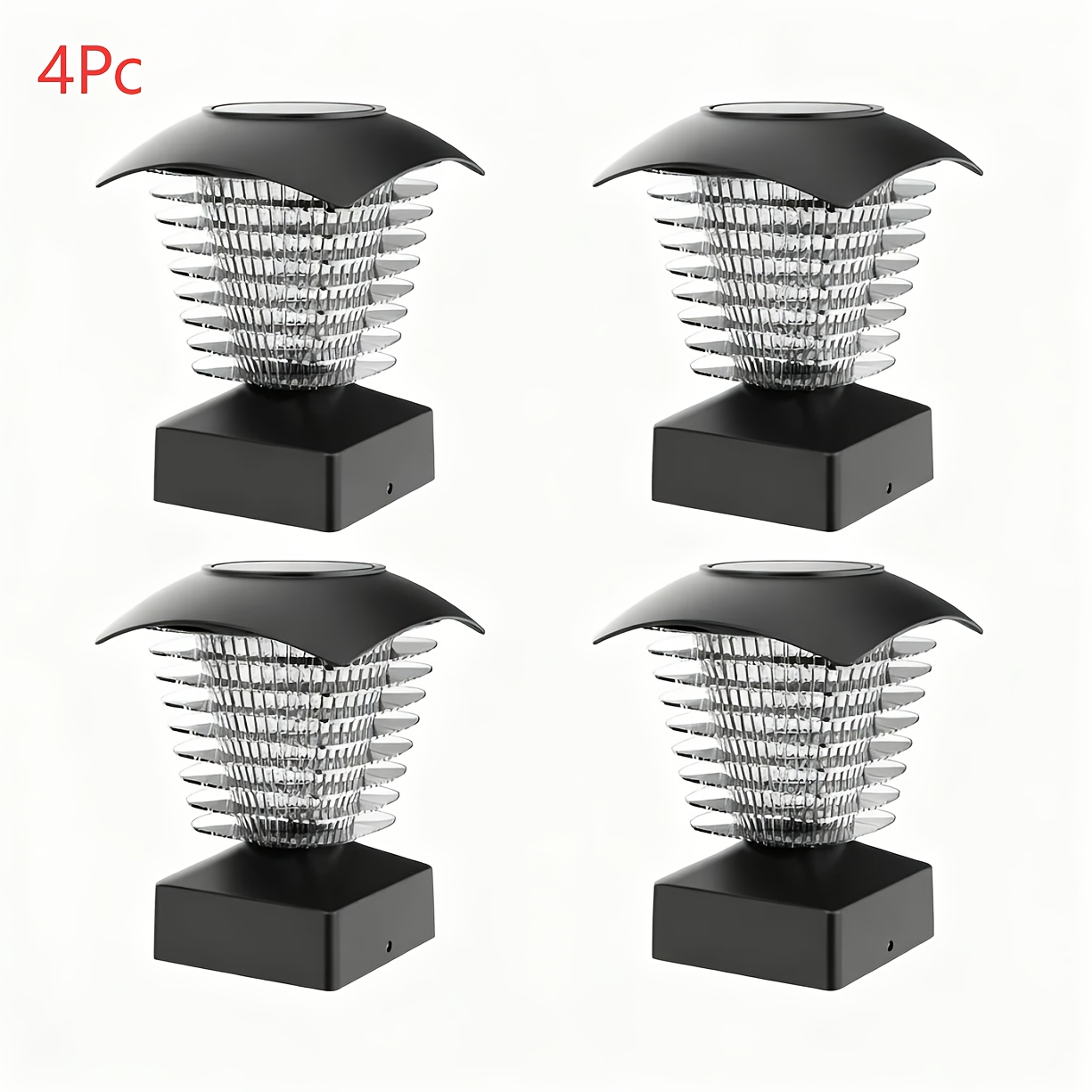 Image of Set Of 4 Solar-powered Column Cap Lights Designed For Gardens, Outdoor Landscape , Balcony And Lawn Lighting, Festive Christmas Decorations, Lighting, Themed Street Lights For Celebrations