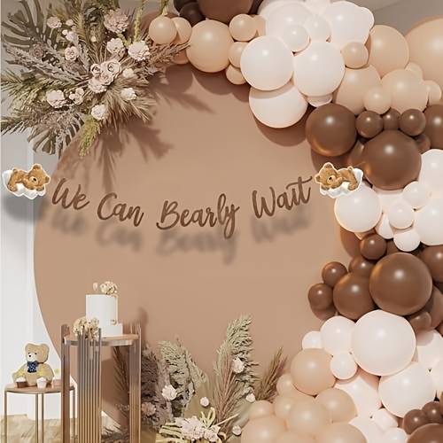 1 pancarta de papel de oso de peluche wait (200 cm), guirnalda de banderines brillantes con glitter, adorables decoraciones temáticas de oso para fiestas de baby shower y de género