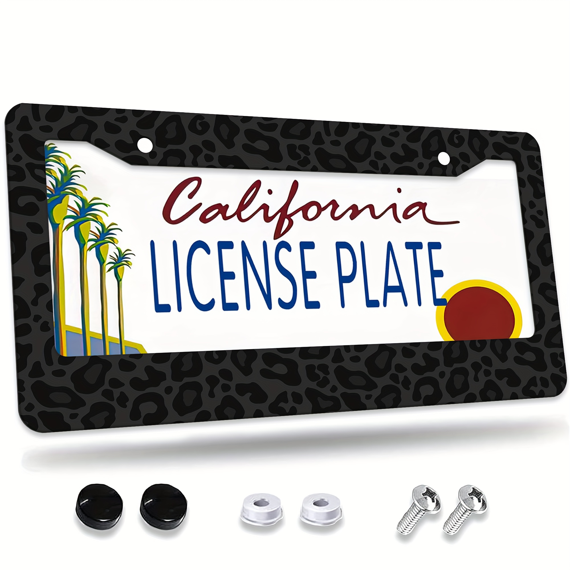 TEMU 1pc Print License Plate Frame, License Plate Cover For Car Decorative Parts, Aluminum License Plate Bracket Holder Rust-proof Rattle-proof For Car