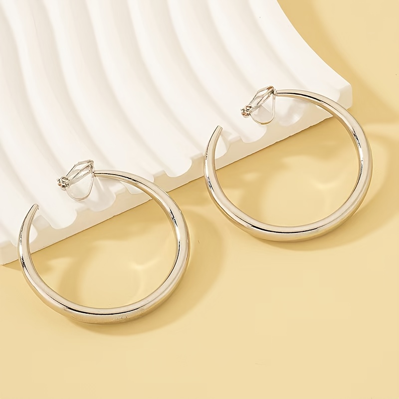 TEMU Boucles d'oreilles croisées, design niche transfrontalier, tendance, style simple, cercle, pinces d'oreille, ornements d'oreille