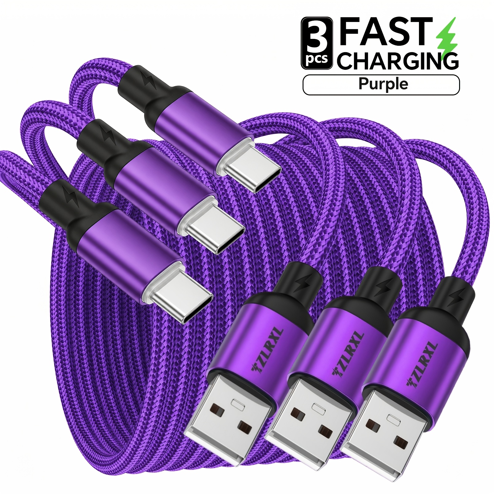 3pcs Fast Charging Cable with Smart Display Light