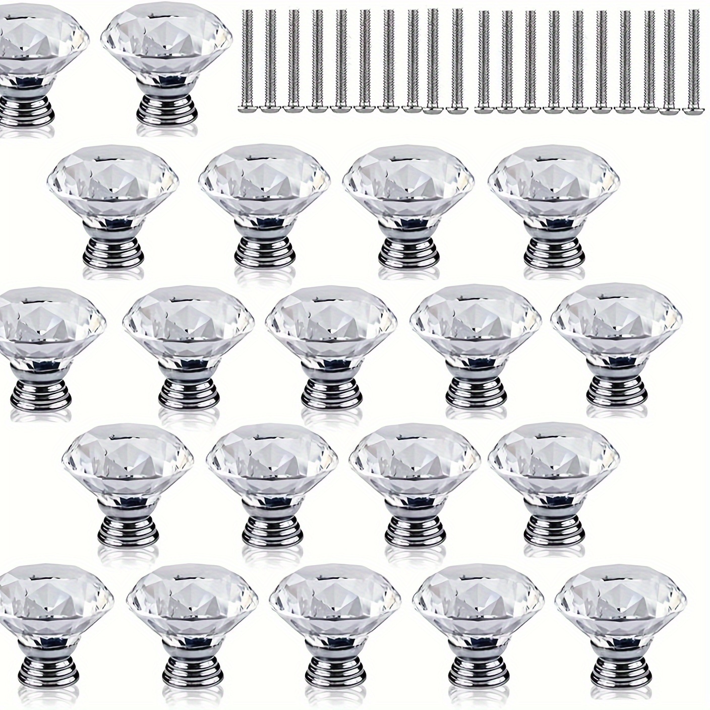 

Crystal Glass Drawer Knobs, 30pcs, Pulls Handles For Cabinet Drawers, Cupboard Pulls Decoration, Clear, 1.18in