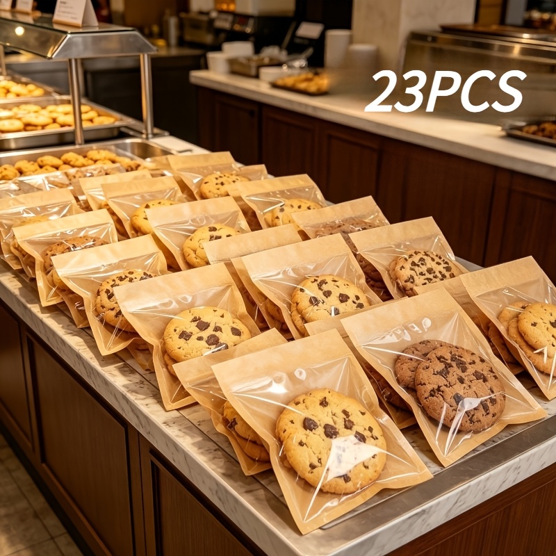 TEMU 23pcs Set Of Sealed Baking Bags With A Window , Food--resistant Paper Bags, Suitable For Christmas, Birthdays, And Commercial Baking Use, Ideal