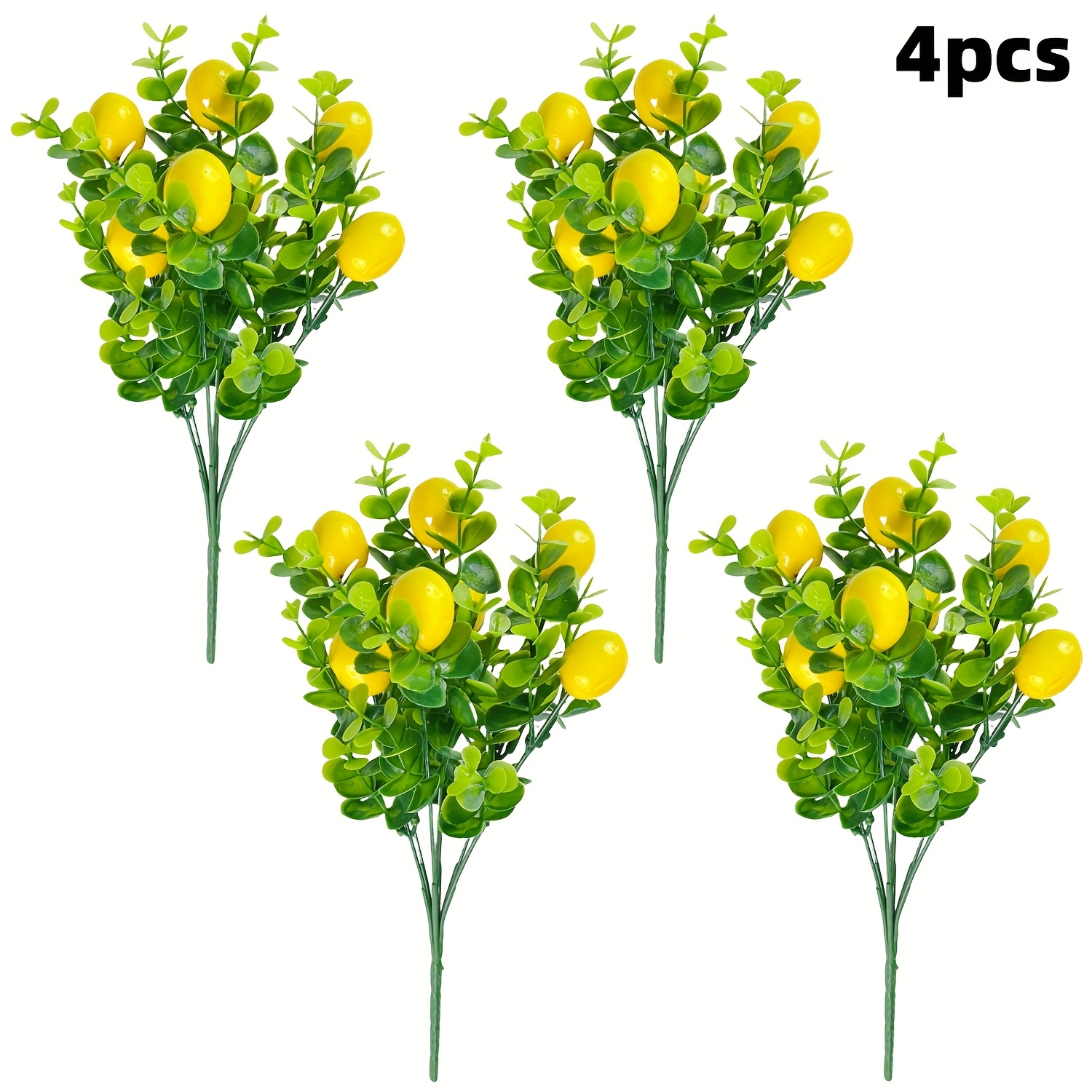 4pcs Simulation Fruit, , Real Touch, Artificial Eucalyptus, Lemon - Style Home, Bedroom, Dining Table, Center Decoration, Garden, Wedding, Birthday Party, Halloween, Day, Christmas Decoration