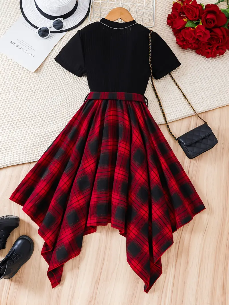 lace up tartan asymmetrical dress Black Strap Off Shoulder Asymmetric Side Lace-Up Eyelet Women's Punk LolitaInside