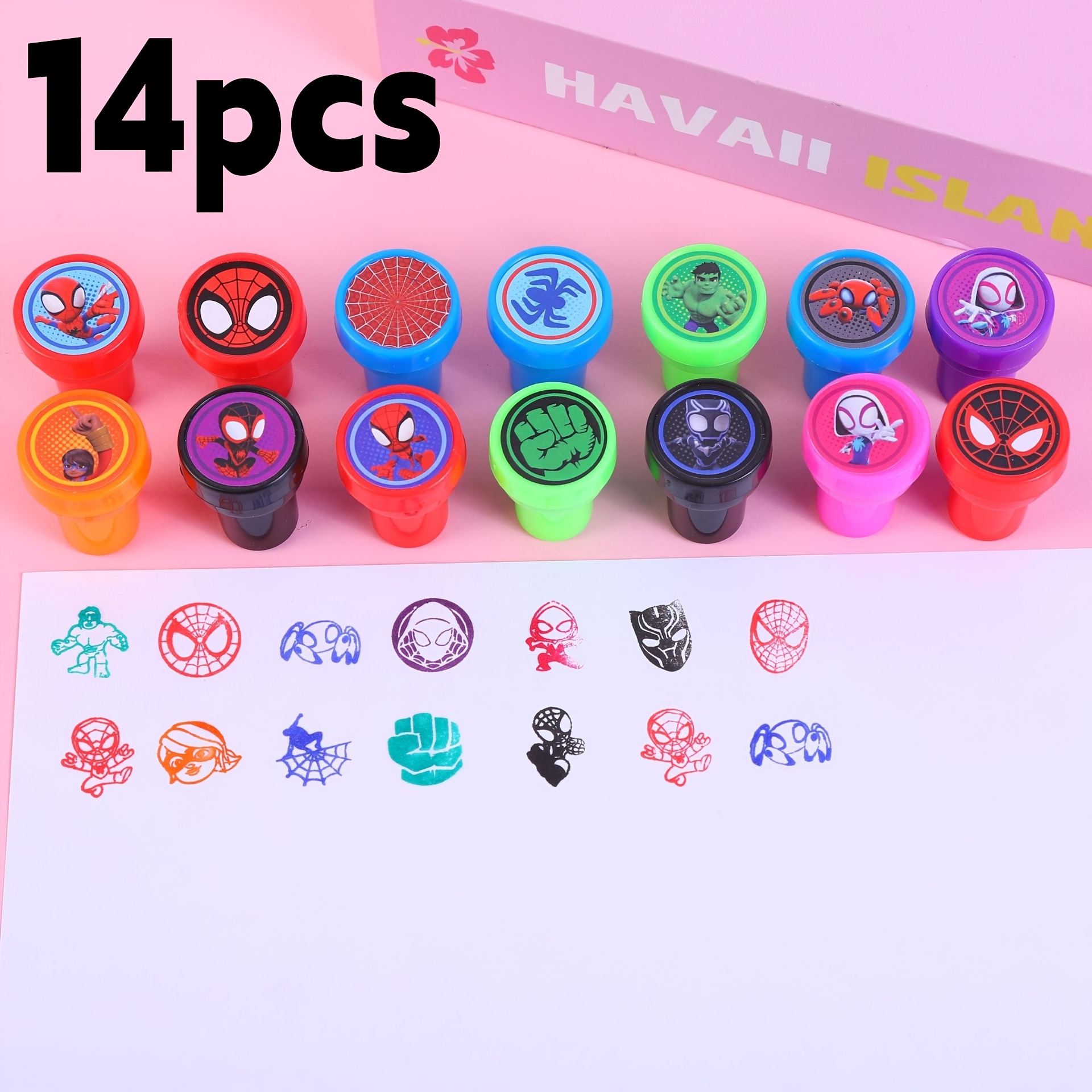 Image of 14pcs -man Stamp Set Compatible For Avengers Diy Craft Kit, Durable Plastic Themed Stamps Suitable For Scrapbooking, Birthday Party Gifts, &, For, Themed Parties, Ideal Gift For Fans