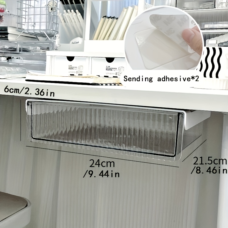 TEMU Organisateur de tiroir sous bureau - Boîte de rangement légère en PET pour bureaux de bureau et d'étudiant, murale, fournitures de rentrée