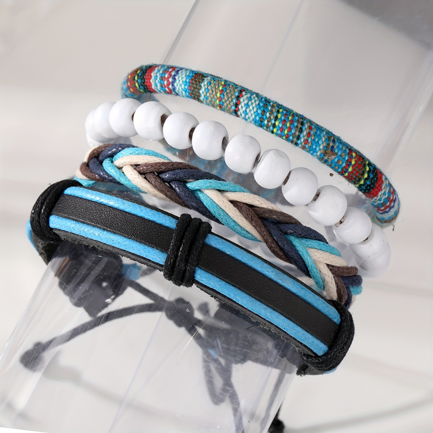 Men's Bold Leather Bracelet Set