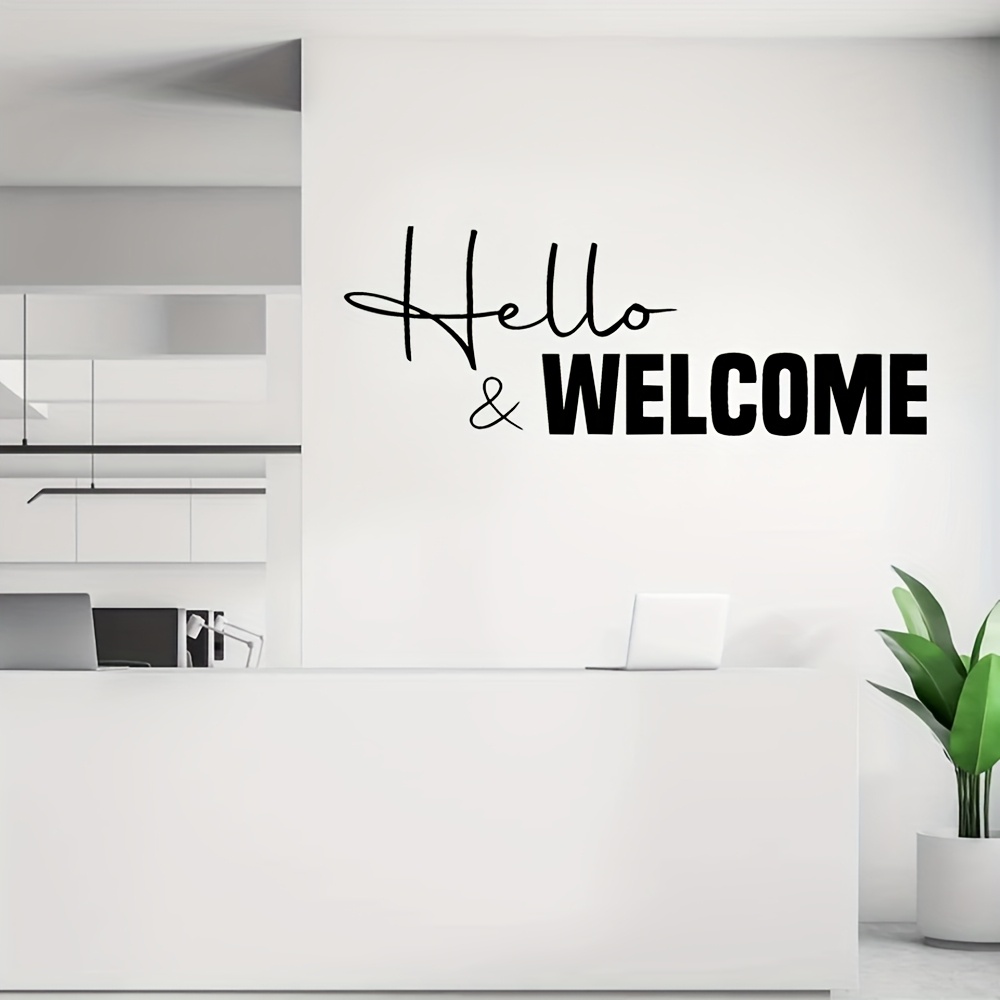 

Contemporary "hello & Welcome" Wall Sticker, Self-adhesive Vinyl Decal For Office Reception, , Entryway Decor, Multi-surface Installation, No Electricity Needed