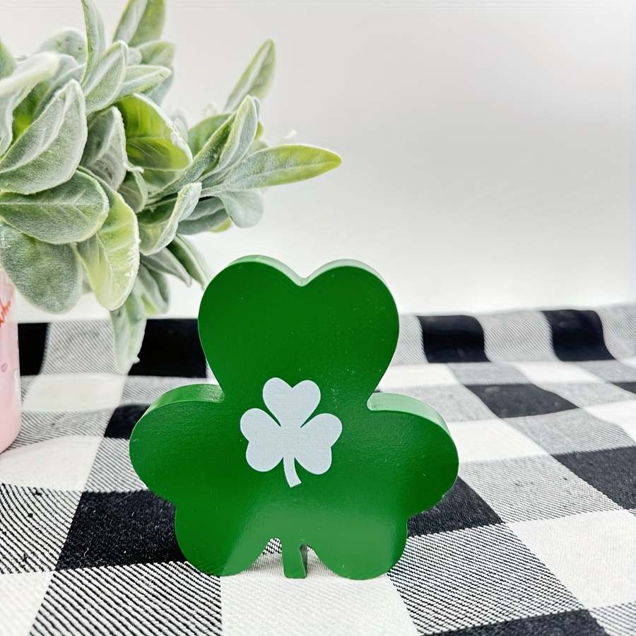 

[1pc Wooden Clover Figurine] Classic Wooden Clover Figurine, Original Artwork, , Tabletop Mount, For Home Decor, Wedding, 's Day, Christmas, Halloween, Easter, Thanksgiving