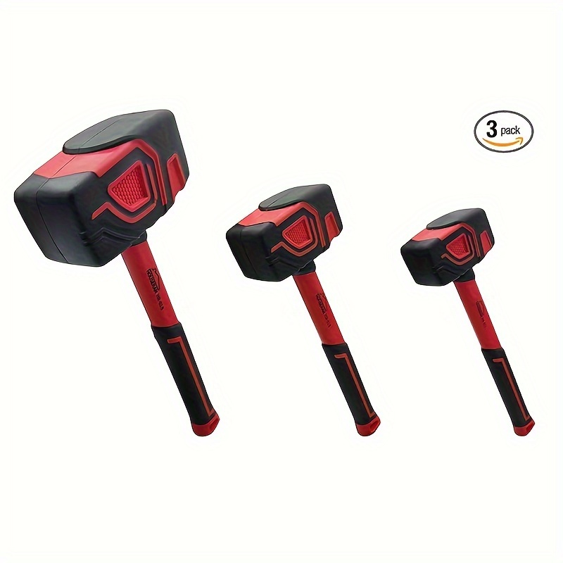 TEMU 3pcs Rubber Mallet Set, 10oz Rubber Mallet, 20oz Rubber Mallet Hammer, 36oz Rubber Hammer, Heavy Duty Rubber Hammer Mallet With Rubber Handle,