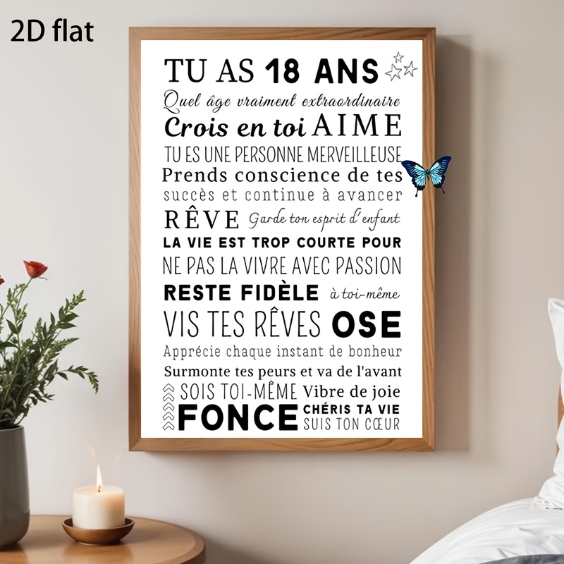 TEMU 2D Plat, 2DPlat, 1pc d'Affiche Décorative d'Art Vintage, Affiche d'Anniversaire de 18 Ans - Carte d'Anniversaire de 18 Ans - Décoration de Fête