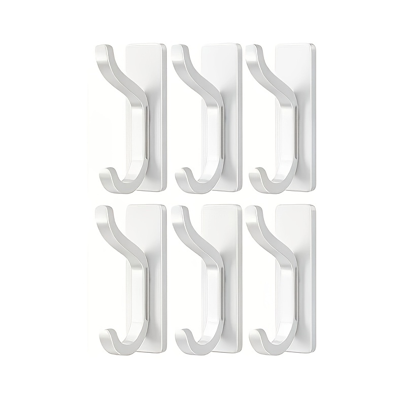 TEMU 6pcs Self-adhesive Hooks, Extra Strong Adhesive Hooks To 6kg, Heavy-duty Wall And Door Hooks For Towels, Coats, Hats, And Wallets In Bathroom,