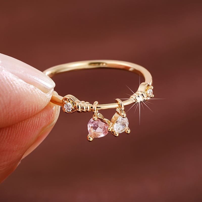 Heart Pendant Ring Zirconia Copper Plating