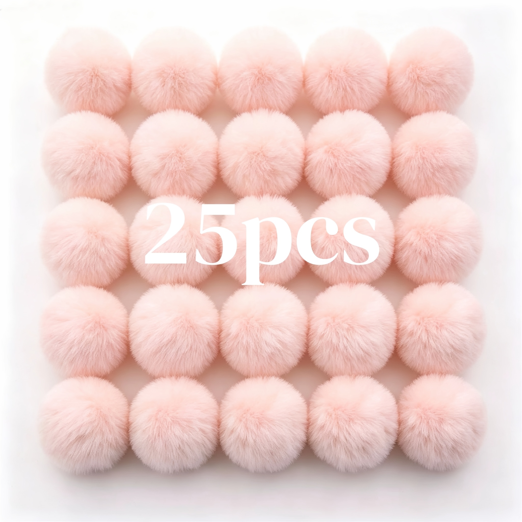 TEMU 25 piezas, de felpa de de de 6 cm/2.36 pulgadas, pompón esponjoso con anillo elástico para sombrero, bufanda, guantes, bolsos, accesorios,