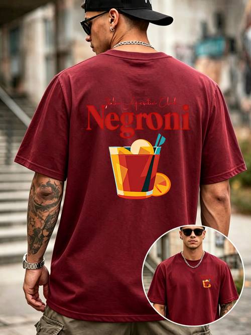 item picture mens short sleeve t shirt color block graphic print cartoon pattern bartender gathering retro casual mens summer essential double sided pattern print multi scene wear