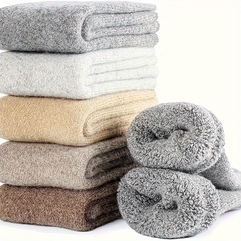 

5 Pairs Solid Wool Socks, Simple & Warm Mid Tube Socks, Women's Stockings & Hosiery