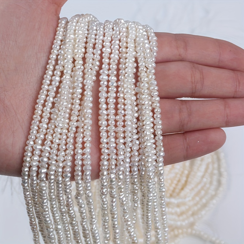 

Perles de culture d'eau douce blanches, rondes et plates, de 3,5 à 4 mm, pour la fabrication de bijoux DIY.