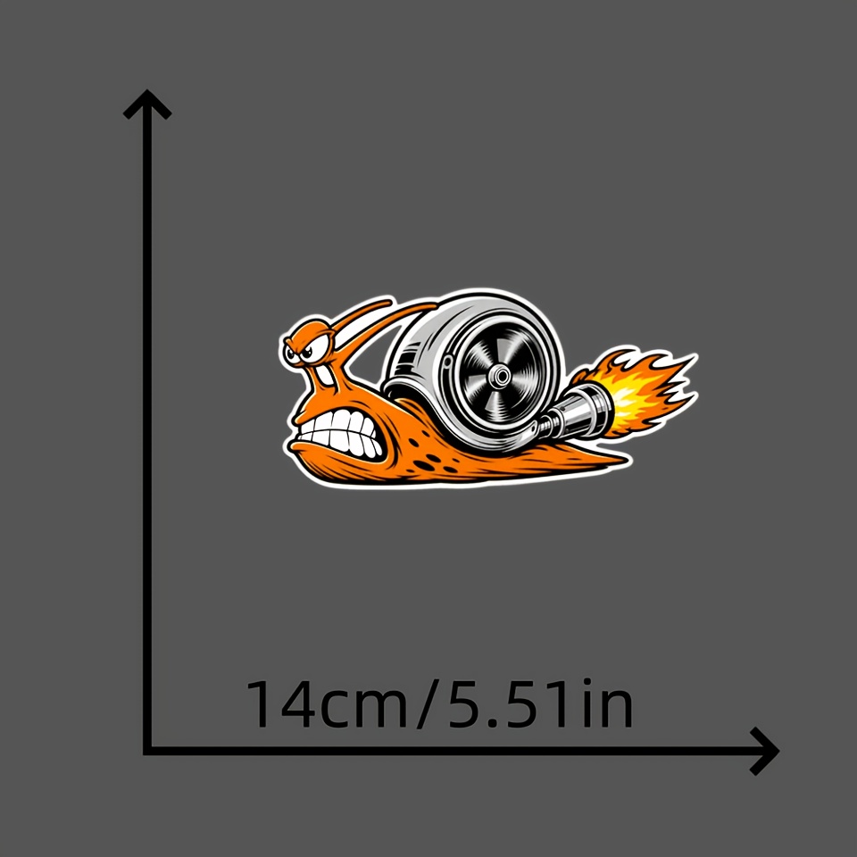 TEMU 1pc 5.5-inch Fun Snail Turbo Vinyl Sticker, Glossy Pvc Decal, Suitable For Water Bottles, Windows, Tumblers, Helmets, Creative Gift Idea For Car