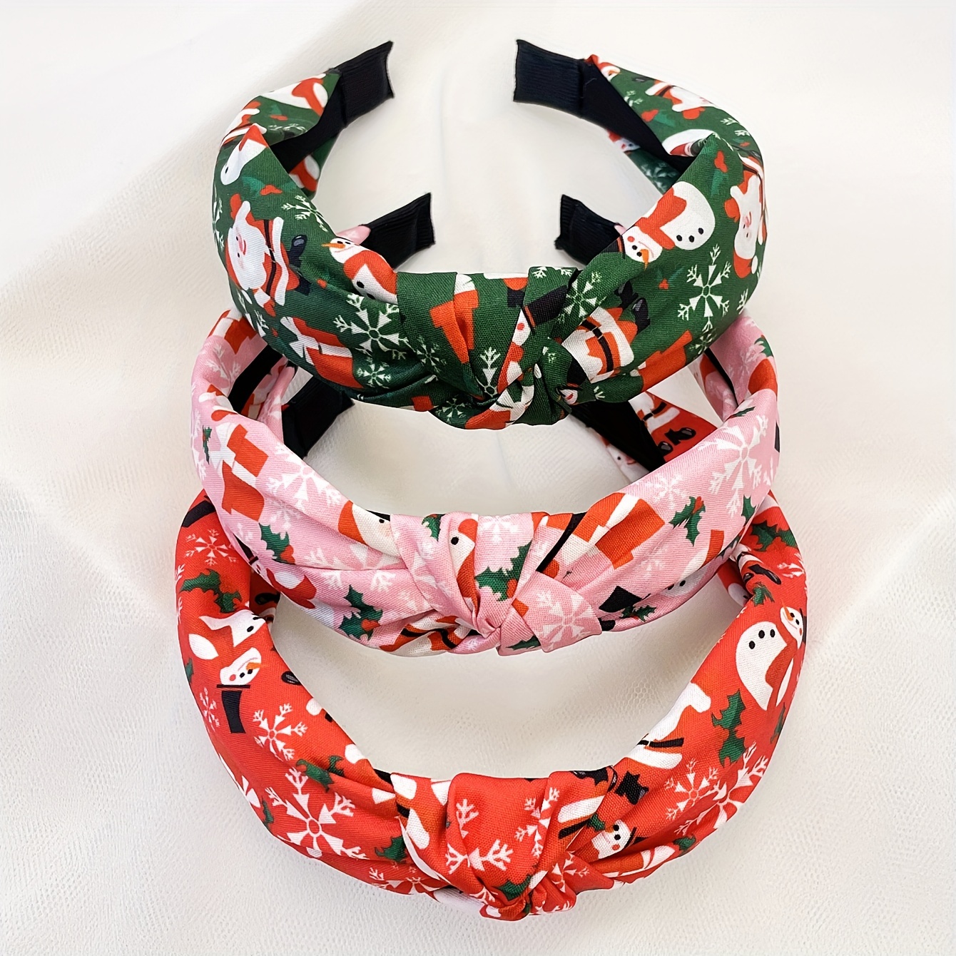 

3pcs Set Women's Santa Claus Fabric Wide Hair Band Sweet Washing Headband Hair Accessories Suitable For Daily Christmas Use