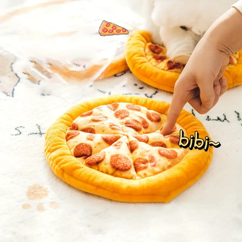 a fun plush pizza toy that for entertaining dogs of all sizes details 1