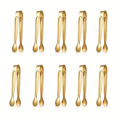 10pcs stainless steel mini pliers set service durable tableware suitable for snacks cheese appetizers candies and for activities such as buffet bars