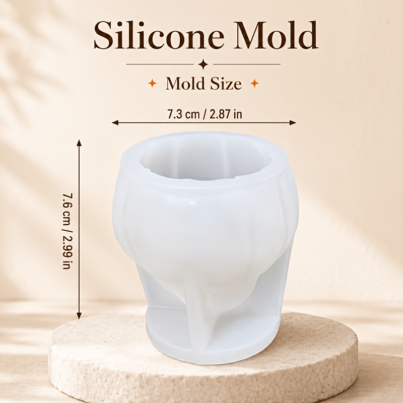 TEMU Silicone Mold For Pumpkin- Candles – Suitable For Candle Making, Resin, And Plaster; Diy Halloween Decoration; Handmade Mold; -pumpkin Shape;