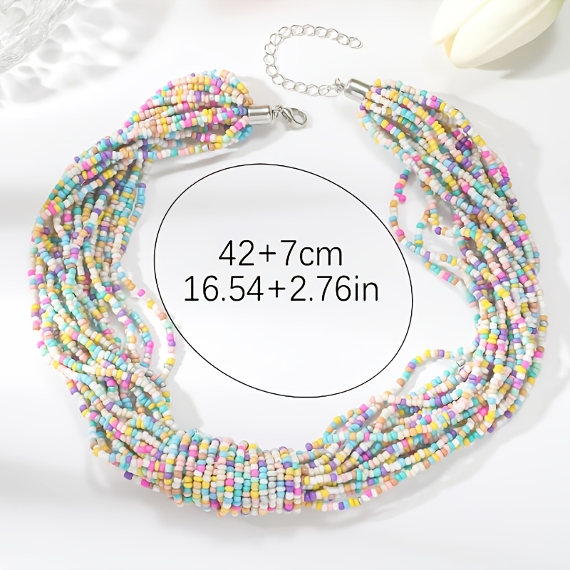 Boho Colored Rice Bead Necklace for Daily Wear & Gifting