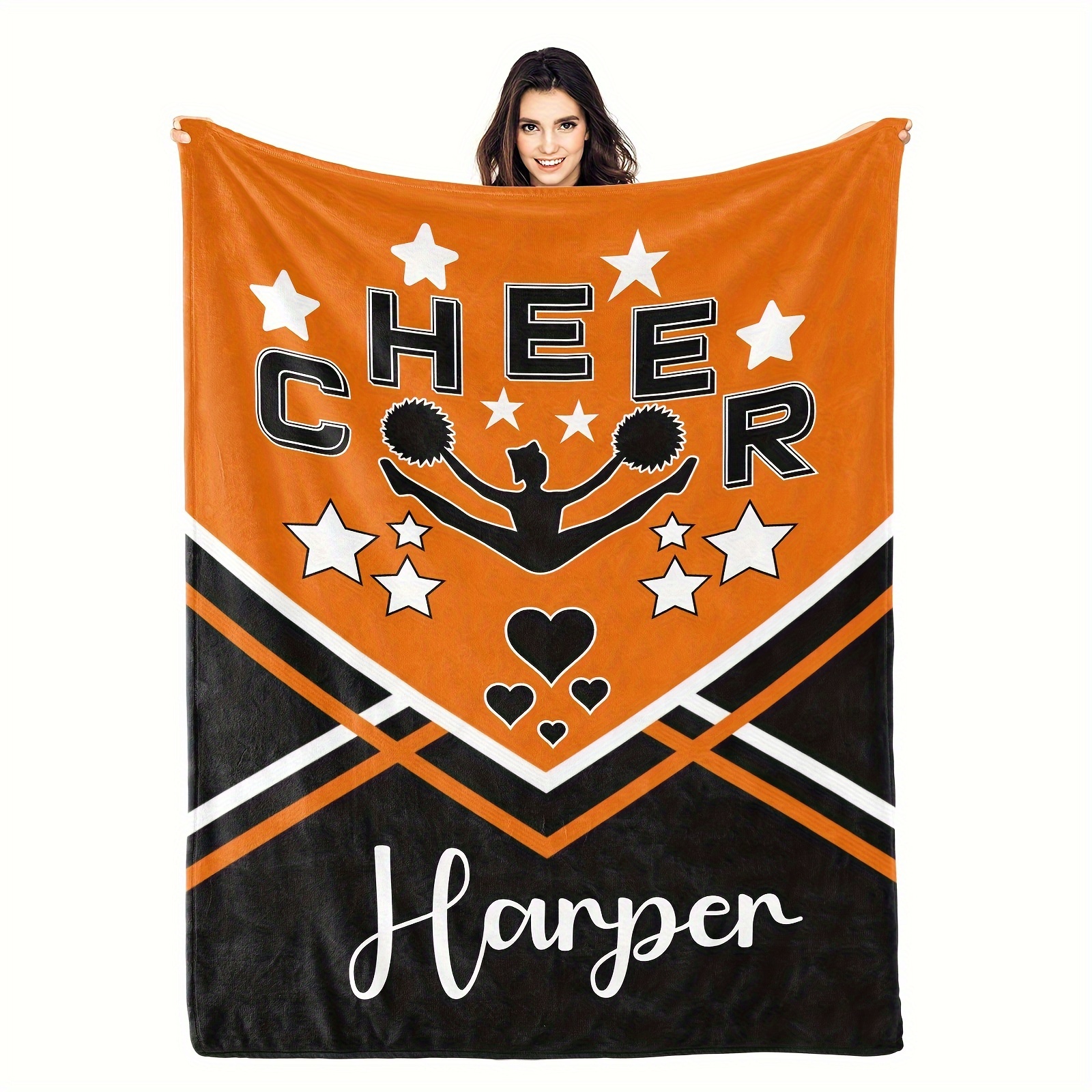 

Custom Name Soft Flannel Throw Blanket - Cheerleader Design, Perfect For Christmas, Birthdays & More - Versatile For Couch, Bed, Office, And Outdoor Use