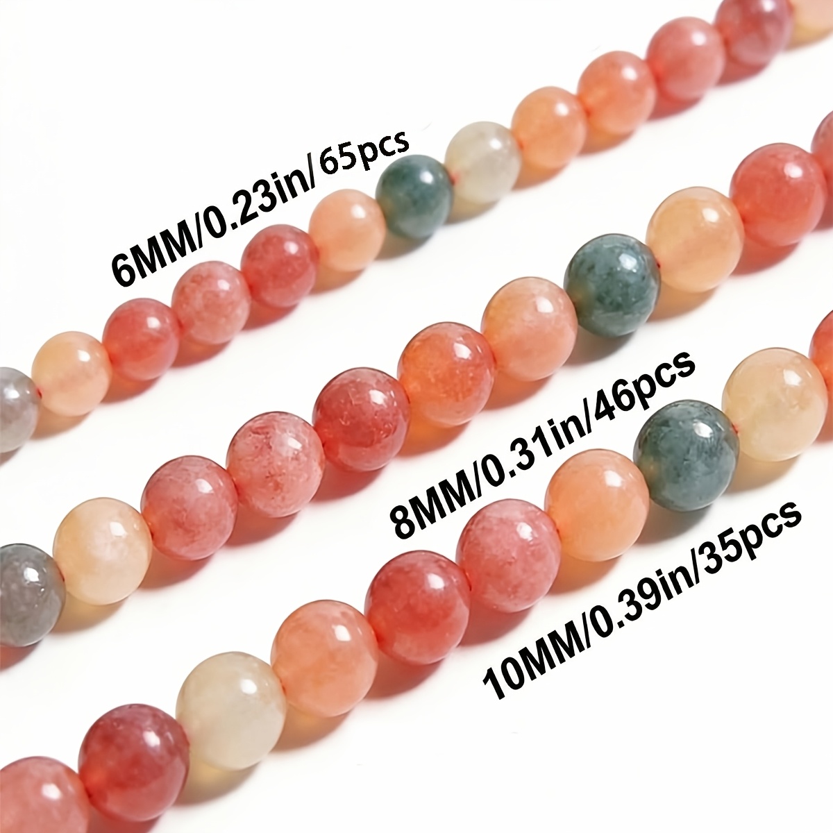TEMU 6/8/10mm Natuursteen Chalcedon Losse Kralen, Geschikt voor Armbanden, Kettingen, Oorbellen - Duurzaam Knutselmateriaal voor Sieraden Maken en