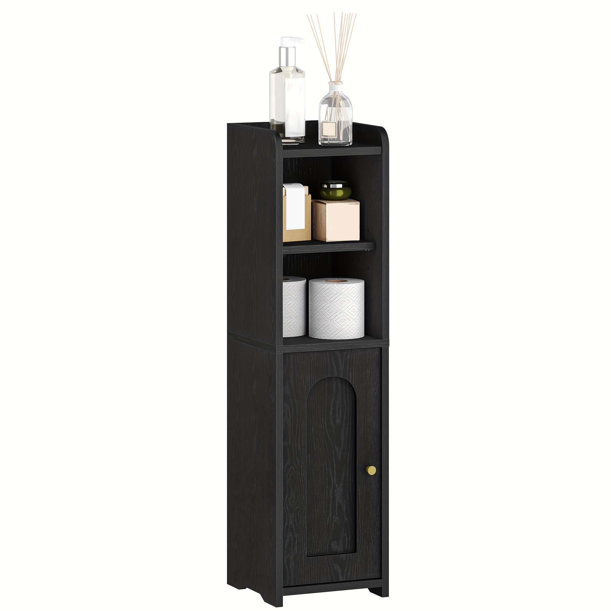 Bathroom Cabinet, Toilet Cabinet With Doors, Bathroom Cabinet, Narrow Bathroom Shelf, Adjustable Shelves, Space-, For Bathroom, Living Room, 20 X 20 X 75cm, Black