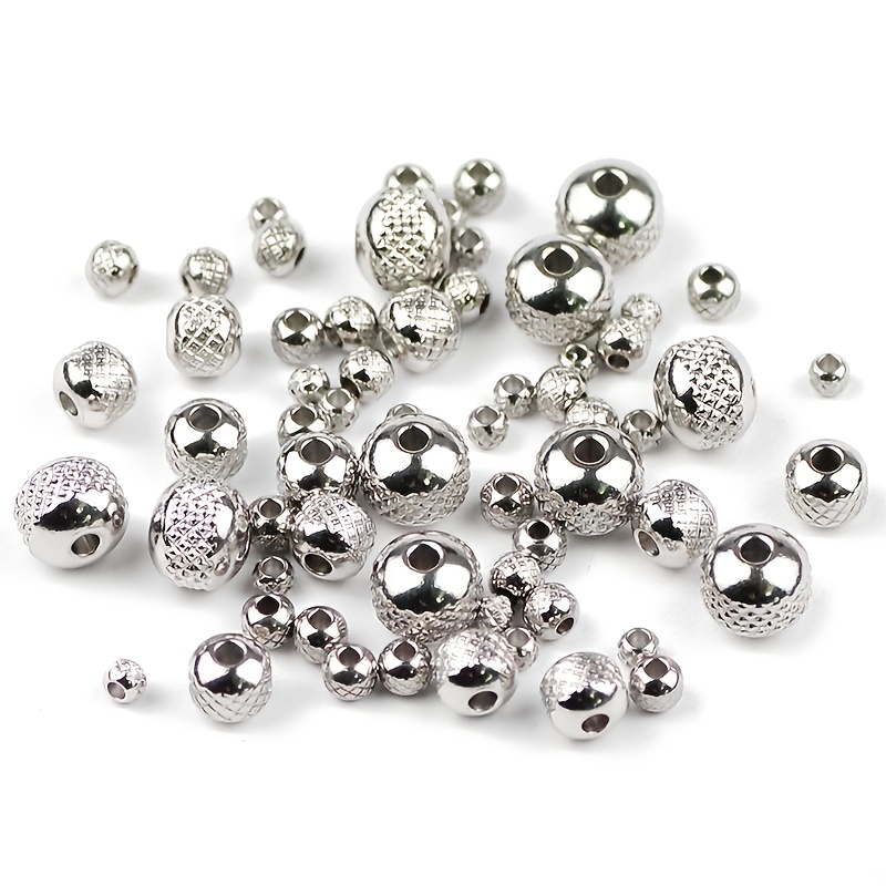 TEMU 3/4/6/8mm, /50 Pieces. Non-fading Stainless Steel Bead Beads With Round Shapes. Through-hole String Beads. Non-fading Hand Chain Spacer Beads.