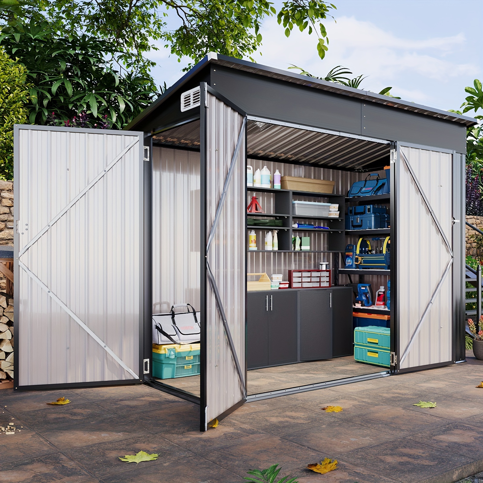 

4' X 8' Outdoor Storage Shed, With Triple Lockable Door