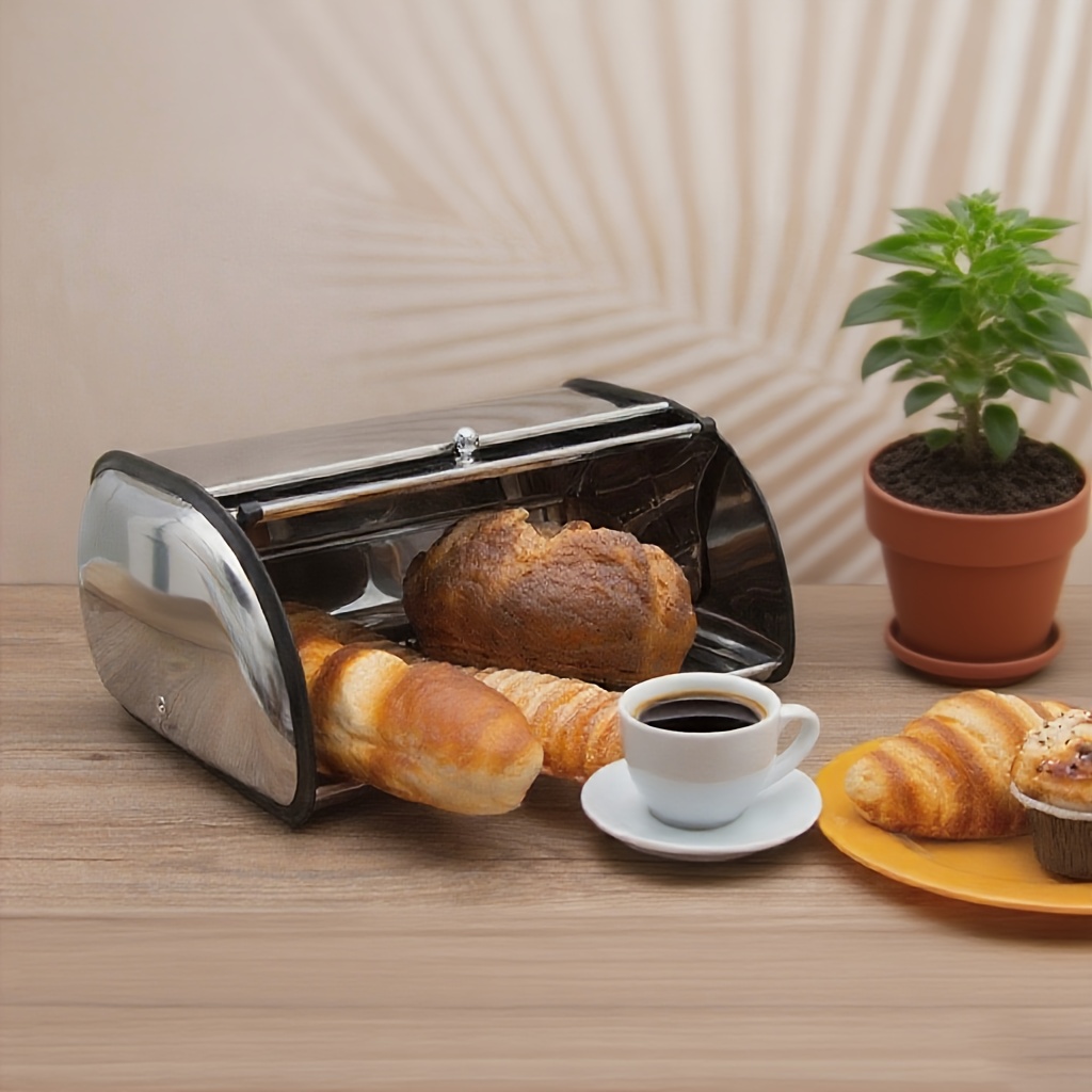  modern drum food storage container with clear window lid - durable iron construction, space-saving kitchen pantry organizer for bread, pastries,   &   - rust-resistant, hand washable design, kitchen containers food storage, pantry storage containers, kitchen storage, pantry storage, kitchen storage containers,  , rustresistant material, home cooks, meal preppers 0