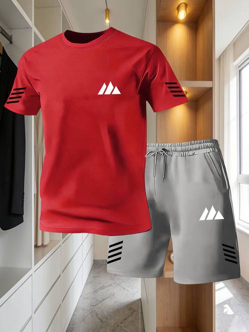 style set fashion trend mens fashion casual round neck short sleeve set mens fashion set popular t shirt set t shirt shorts