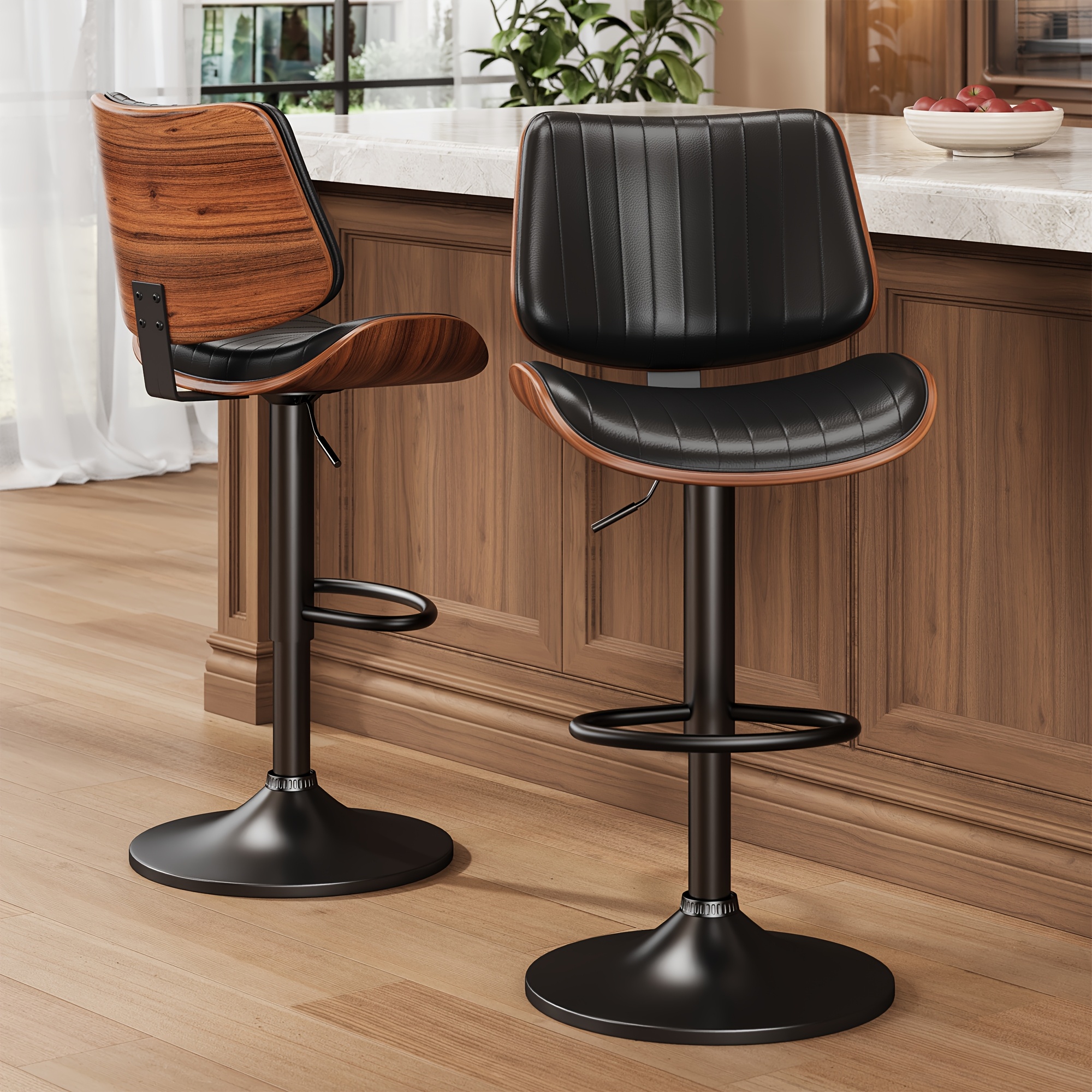 bar stools set of 1 2 armless adjustable swivel barstools pu leather kitchen counter height barstools kitchen counter height barstools with back support for dining room kitchen and living room Product details 1