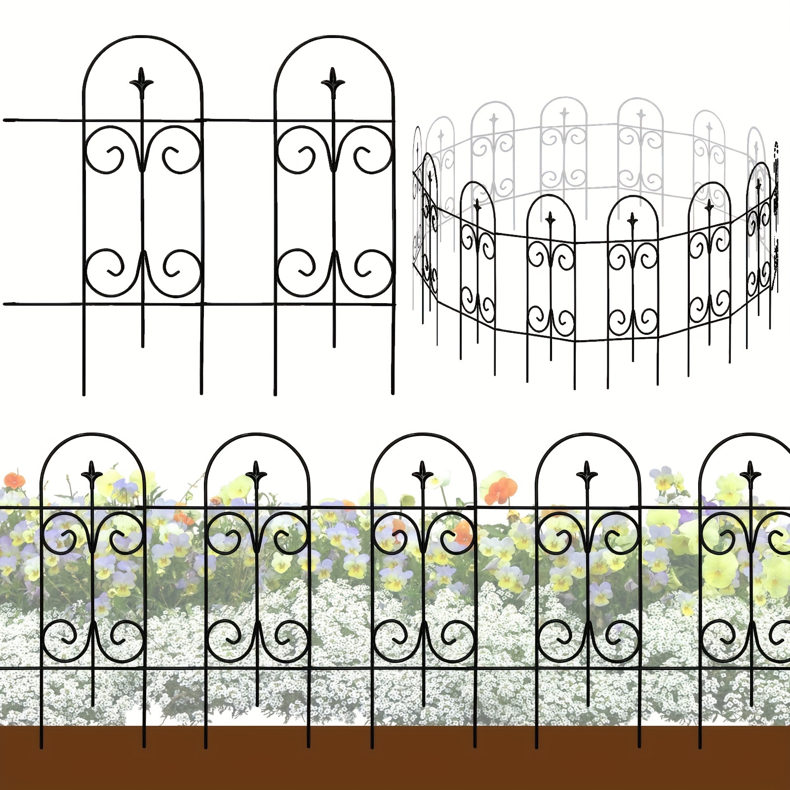 

Metal Decorative Garden Fence Border 32 In.h X 17.5 In.w (14 Panels, Total Length 20 Feet) No Dig Fence Rustproof Wrought Iron Landscape Fencing For Flower Bed, Yard, Animal Barrier