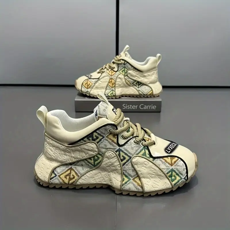 durable mens stylish embroidered sneakers black white lightweight casual sneakers with thick rubber sole for and height increase Product details 6