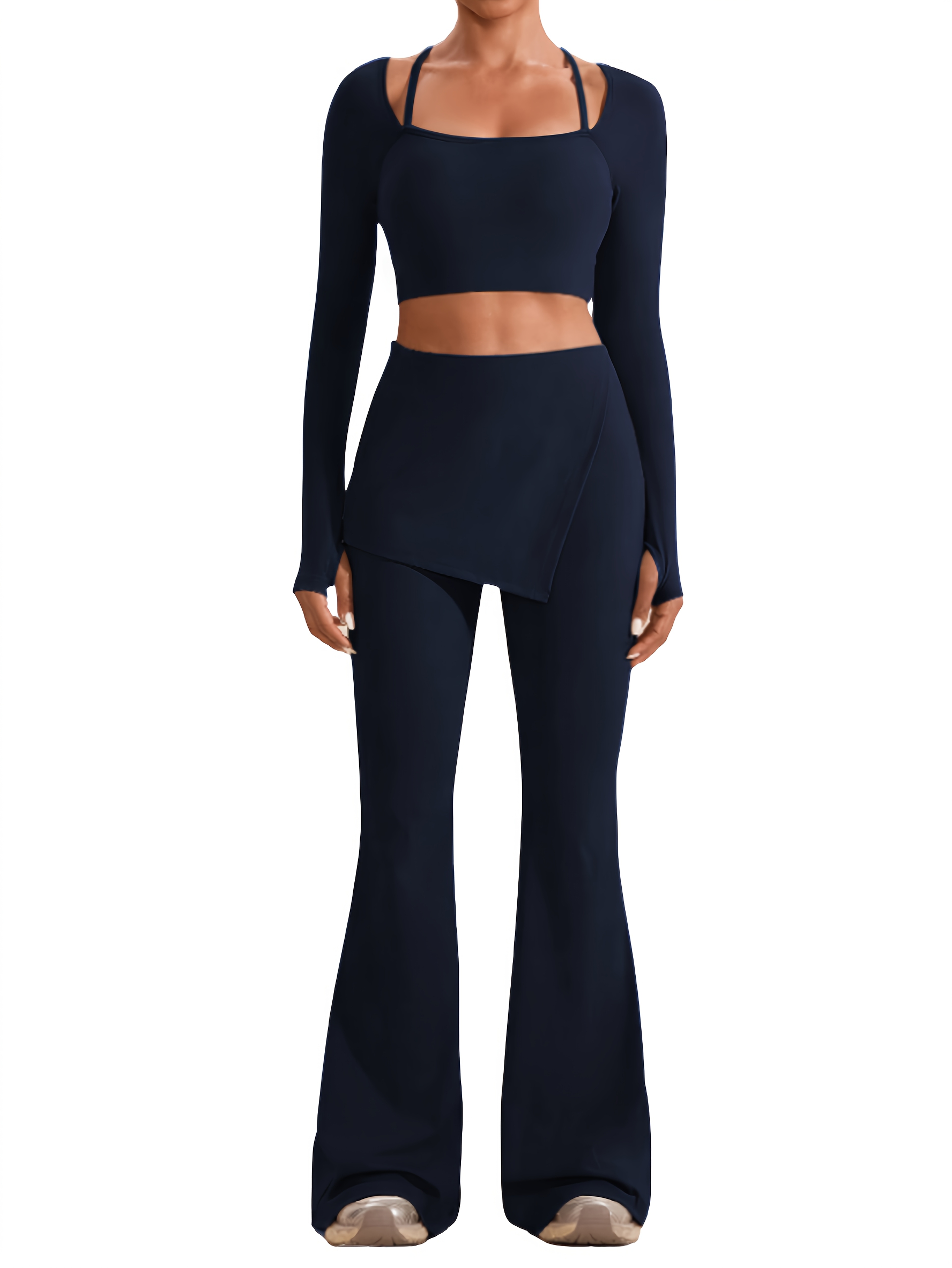 suspender high waisted pants sold on Temu United States