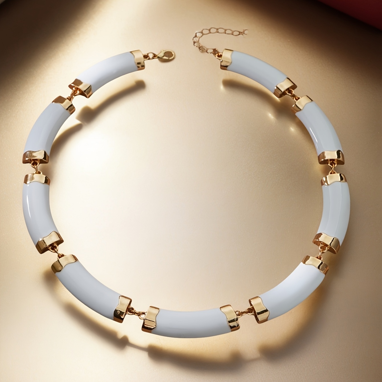 Women's White Oil Drop Geometric Irregular Rectangle Statement Necklace