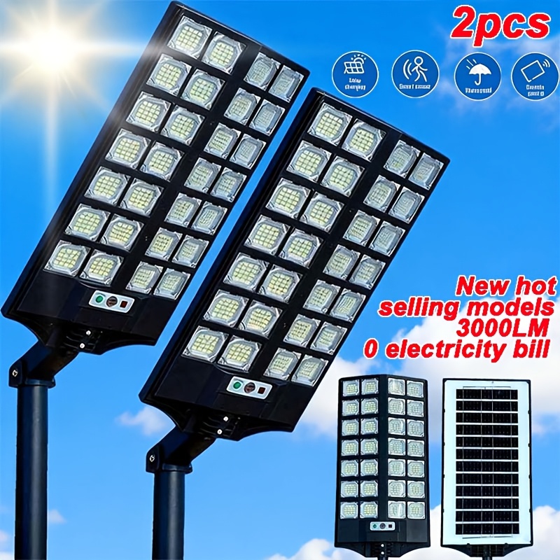 TEMU Solar Powered Street Light, With Somatosensory Motion Sensor, 280led Lights, Ip65 Waterproof, Solar Floodlight/remote Control Function. Suitable