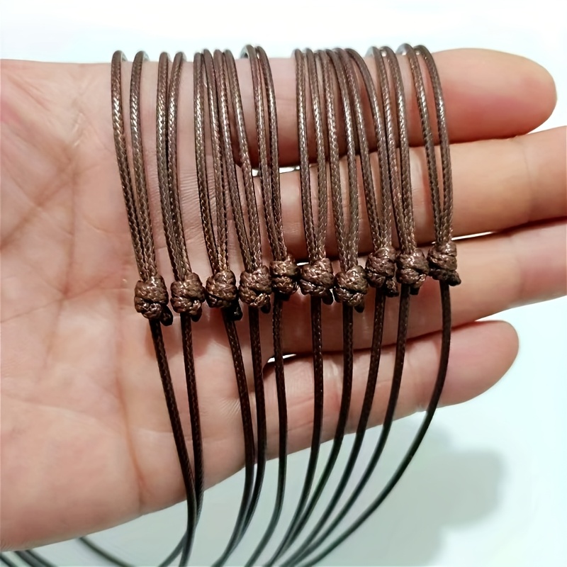 10pcs Adjustable Brown Wax Rope Necklaces, Versatile Gift