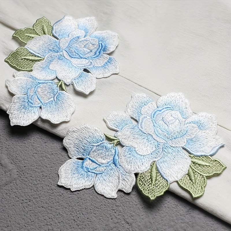 

1 Pair Water-soluble Blue & Pink Embroidery Patches, Bridal Hanfu Decorative Appliques, Sewing & Knitting Craft Supplies, Artwork, Appliques For Badges & Decoration